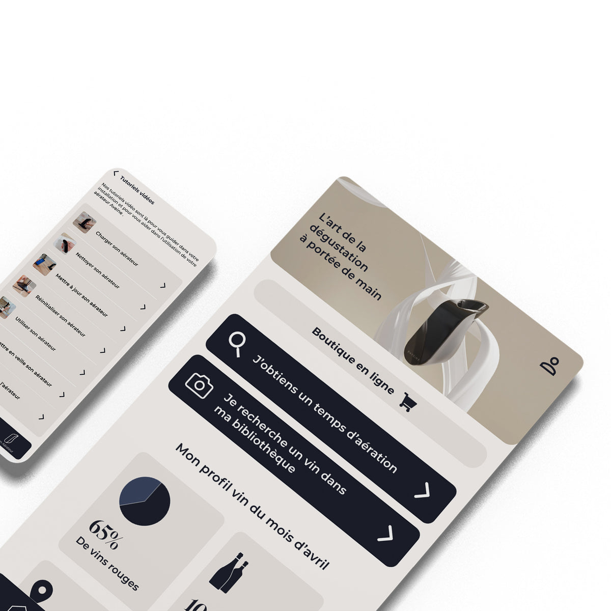 Aveine app-scherm met proefnotities in de wijnbibliotheek